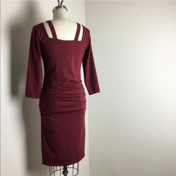 🇺🇸 MICHAEL STARS Cotton Ruched Jersey Dress e507 - Picture 3 of 8